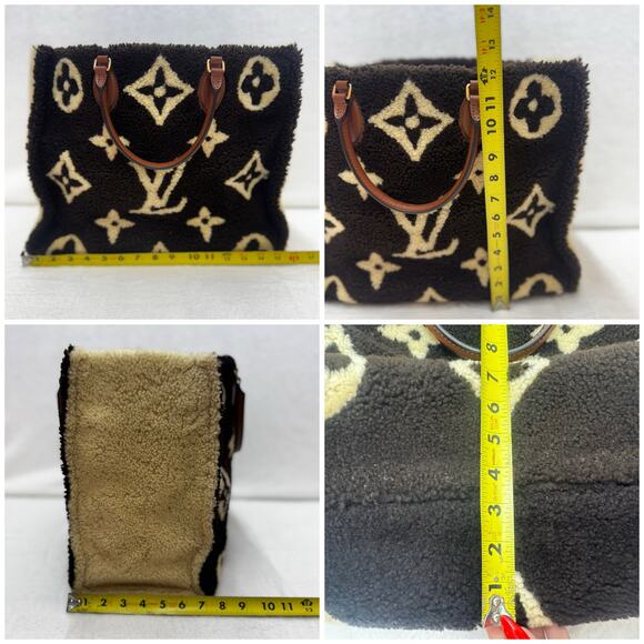 Louis Vuitton Monogram Teddy On The Go GM Tote Bag Dark Brown/Cream Shearling - Picture 6 of 16